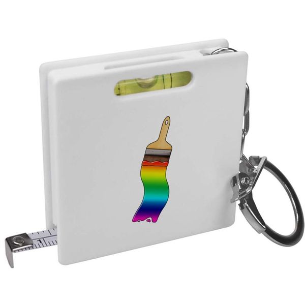 Azeeda 'Rainbow Paint Brush' Keyring Tape Measure/Spirit Level Tool (KM00016708)