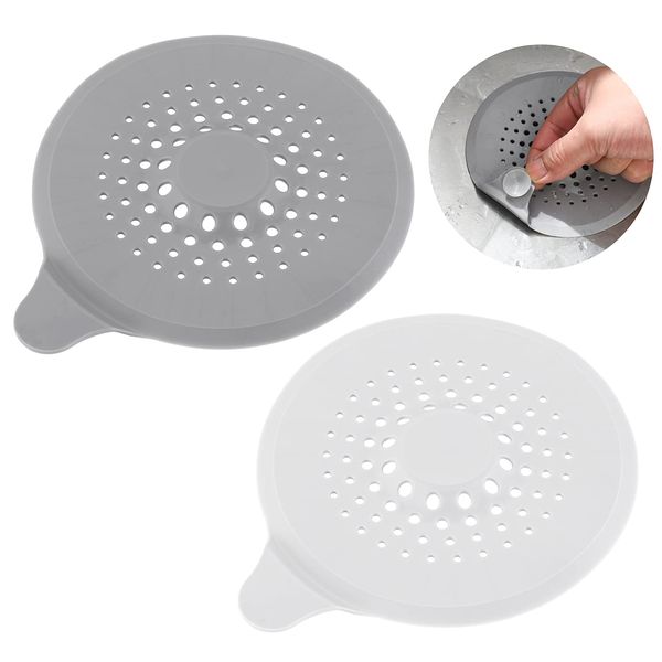 2PCS Shower Drain Hair Catcher Silicone Sink Strainer Protector Foldable Hair Stopper With Suction Cup Drain Cover Drain Filter For Sinks Baths Bathtub Showers