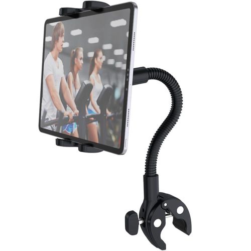 Cuxwill Tablet Holder Bike Mount Fit 4-13" iPad Phone for Peloton Treadmill, Upgrade Goosencek Clamp Mount for Spin Bike, Indoor Stationary Exercise Bicycle, Wheelchair, Mic Stand, Stroller Handlebar