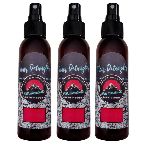 Cedar Mountain Dessert Scents Marula Oil Hair Detangler Variety Pack includes scents Lemon Tart, Hot Orange Danish and Coconut Cream Cupcake