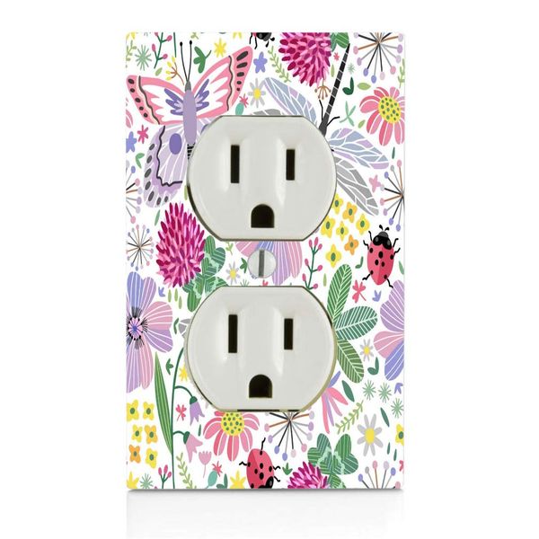 Botanical Bug Floral Life in a Meadow Electrical Outlet Plate
