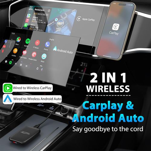 CarPlay Wireless Adapter & Android Auto Adapter,2025 Upgrade Convert Wired to Wireless CarPlay Adapter, Magic Video AI Box 3.0 Support YouTube Netflix TF Card Compatibility with iOS 10+/Android 11+