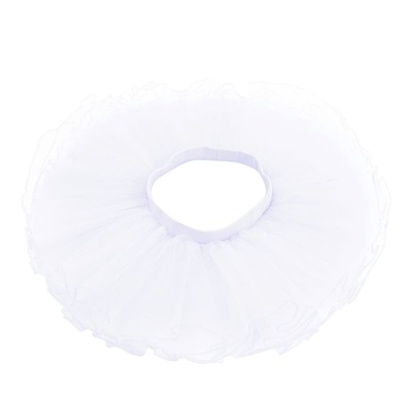 Tutu Skirt Girls Elastic Ballet Dance Skirts 4 Layers Tulle Tutus for Toddler Kid Children 5-7 Years（White/M）