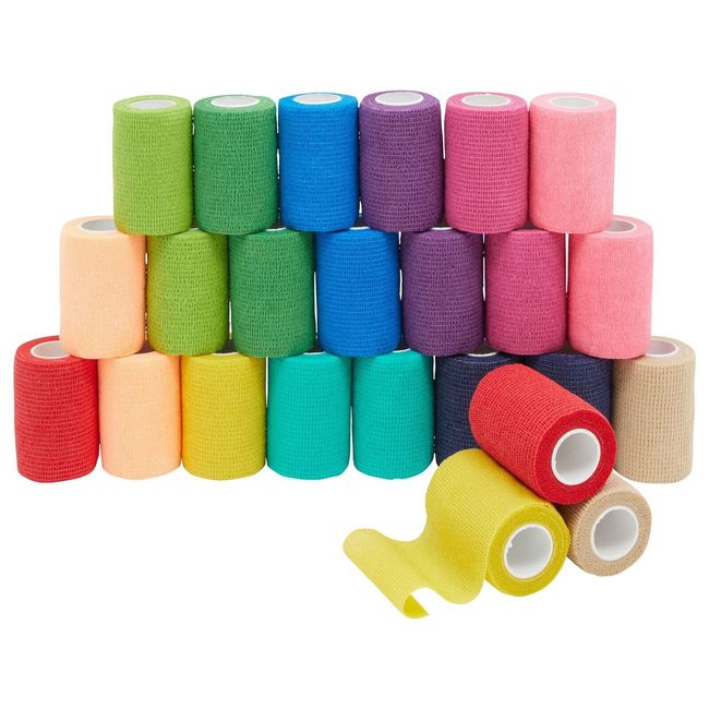 24 Rolls Colorful Self Adhesive Bandage Wrap 3 Inch x 5 Yards, 12 Colors