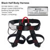 NewDoar Adjustable Thickness Climbing Harness,CE Certification Wider Half Body Harness for Rock Rappelling Fire Rescuing Tree Climbing Gear (Black)