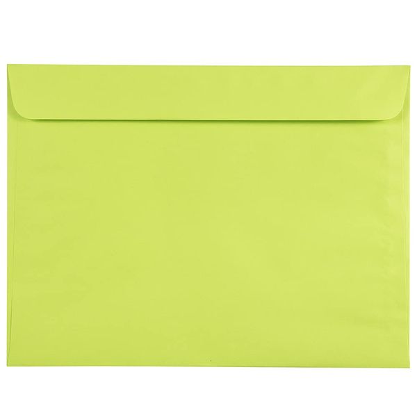 JAM PAPER 9 x 12 Booklet Colored Envelopes - Ultra Lime Green - 25/Pack