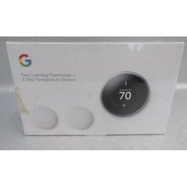 NEW SEALED GOOGLE NEST BH1252-US THERMOSTAT + TWO NEST TEMPERATURE SENSORS