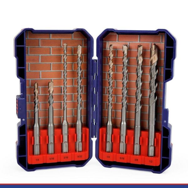 WORKPRO 8PCS SDS-plus Drill Bit Set SDS+ Rotary Hammer Drill Bit Set Carbide Tip
