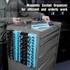 DURATECH 6PC Magnetic Socket Organizer Set Tool Cart 1/2"1/4" 3/8" Dr SAE&Metric