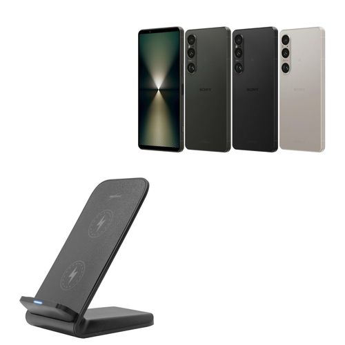 BoxWave Charger Compatible with Sony Xperia 1 VI - Wireless QuickCharge Stand (15W), Desktop Viewing Qi Wireless Charging - Jet Black