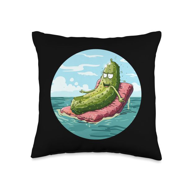 Pretty Pickle loves inflatable pool float for Boys and Girls Throw Pillow