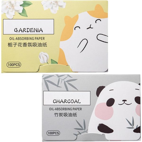 200 Sheets Oil Absorbing Sheets for Face, Makeup Blotting Paper Oil Blotting Sheets, Oil Blotting Sheets for Face Soft Oil Unisex Blotting Papers for Oily Care (Gardenia+Bamboo charcoal)