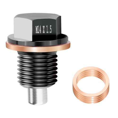 M14*1.5 Magnetic Oil Drain Plug with 5PCS Oil Plug Gasket,Aluminium Oil Pan Drain Plug for Adsorbing Iron Filings,Oil Pan Bolt Car Accessories Compatible with Honda Acura (M14x1.5)
