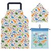 Skater KBEPS2-A Dinosaurus Apron, For Elementary School Students, Dining Apron, Triangle Cloth, Drawstring Set, 3-Piece Set