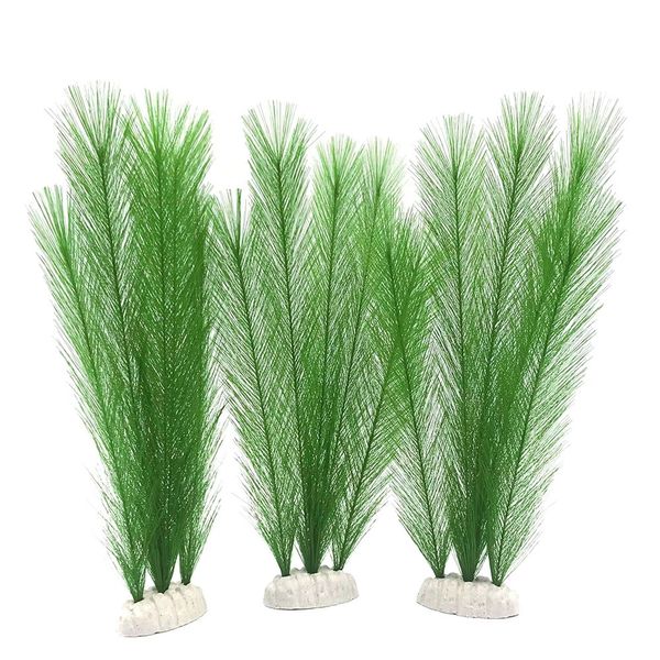 BEGONDIS Aquarium Decorations 3Pcs Fish Tank Artificial Green Water Plants Made of Silk Fabrics Plastic