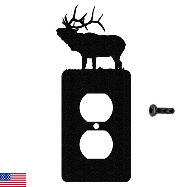 Solitary Elk Single Duplex Wall Plate (Single Power, Black)