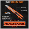 3PC Retractable Utility Knife 30PC Blades Set Cutter Safety Lock Rubber Antislip