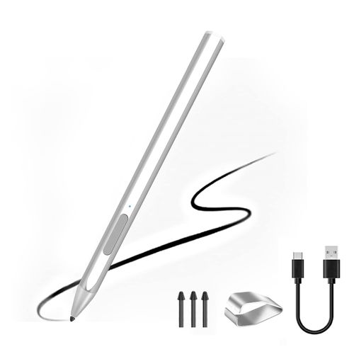 SSS·GRGB Stylus for Microsoft Surface Pro9/8/7/6/5/4/3/X Surface Laptop/Book/Studio Surface 3/Go/Go2/Go3, 4096 Pressure Sensitivity, Magnetic Attachment, USB Charging, Palm Rejection Function, Silver