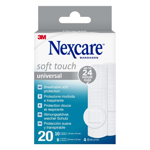 Nexcare Universal Soft Touch Plasters, Assorted, 20/Pack