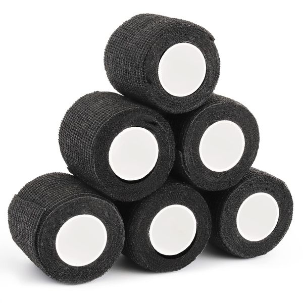 Tattoo Grip Tape Wrap Cover - 6Pcs Tattoo Machine Wrap 2" x 5 Yards Tattoo Machine Tape Cohesive Elastic Bandage Rolls Self-Adherent Tape for Tattoo Machine Grip Tube Accessories Sports Tape