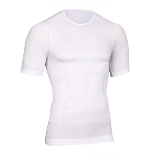 NEOBODY Men's Compression Shirt, Short Sleeve, Inner T-Shirt, Sweat Absorbent, Quick Drying, Compression Wear, Tank Top, Shapewear, white