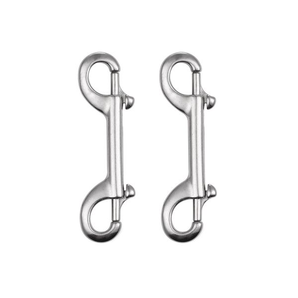 Double Ended Bolt Snap Hooks - 2 Pack Heavy Duty 316 Stainless Steel Trigger Chain 4.5 Inch Marine Grade Metal Clips for Farm Use,Water Bucket,Dog Leash,Horse Tack,Key Chain and Diving