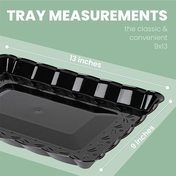 Plasticpro Plastic Serving Trays - Serving Platters Rectangle 9X13 Disposable Party Dish (4, Black)