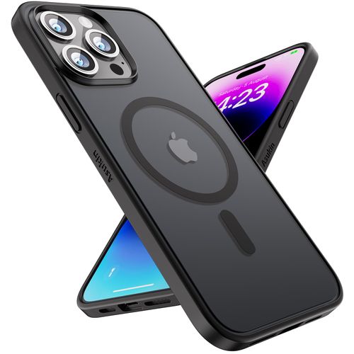 Asukin for iPhone 14 Pro Case, Strong Magnet-Compatible with MagSafe, Shockproof Military-Grade Protection, Slim Mag Safe Thin Bumper Phone Cover 6.1 in for Apple 14pro (Matte Black)