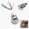 YIYDA Car Horn Button Push Button Switch Latching Push Button Switch Switch momentary 12V Speaker Button Switch 16mm Red LED On/Off Switch Reset Switch Button Metal Horn Switch Socket Plug Wire