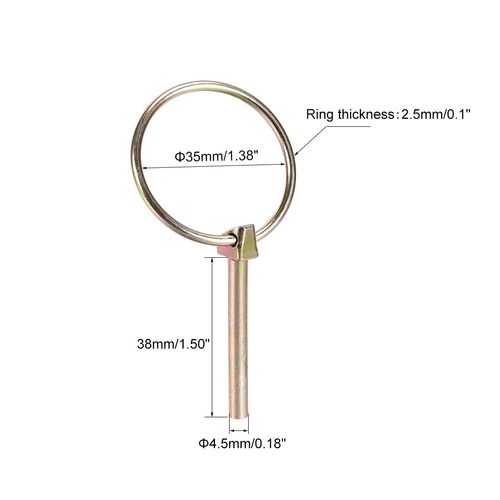 sourcing map Linch Pin with Ring - 4.5mm x 38mm Trailer Pins Assortment Kit for Boat Kayak Canoe Trailer Tractor Trolley Horsebox 3Pcs