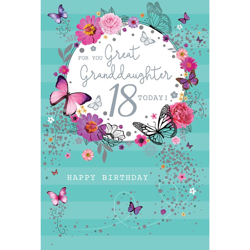 For You Great Granddaughter 18 18th Today Happy Birthday Card Lovely ...