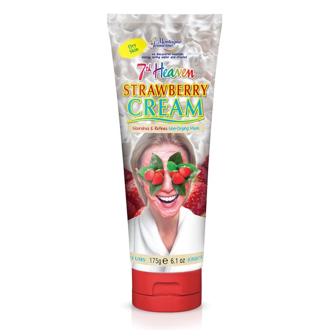 7th Heaven Strawberry Cream Hydrating Face Mask Tube with Juiced Aloe Vera for Moisturising and Toning - Ideal for Combination and Dry Skin (175g)