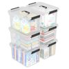 Cand 6 Pack Large Clear Plastic Storage Bins with Latching Lids, 20 Quart, Black