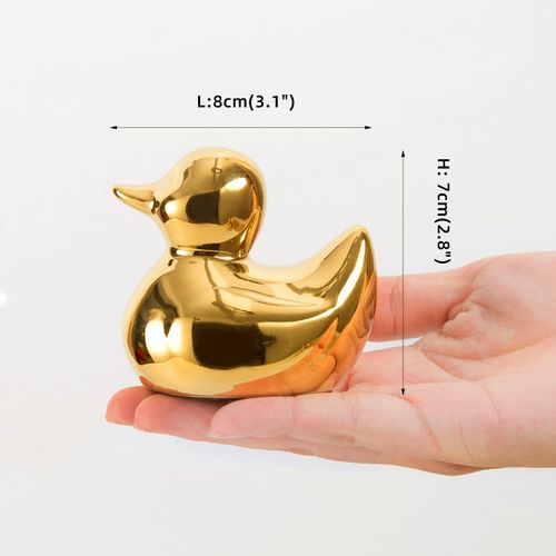 TQUPT Home Decor Golden Ceramic Duck Figurines, Home Decor Animal Sculptures and Statues Handmade Artware Gift,Mini Duck