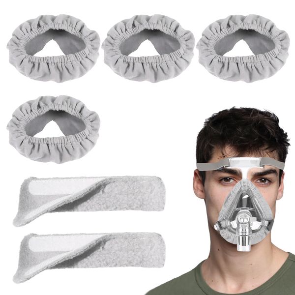 4 PCS Mask Liners for Sleep Apnea Mask Liners with 2 Anti-Indentation Pads,Mask Liners for Cp_ap,Reusable Mask Liners,Washable, Reducing Indentation Marks (Grey)