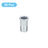 sourcing map M3 Rivet Nuts, 50pcs Zinc Plated Carbon Steel Knurled Flat Head Threaded Insert Nuts