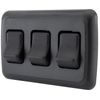 Triple SPST On-Off Switch with Bezel, 12-Volt, for RV, Trailer, Camper (Black)