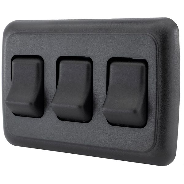 Triple SPST On-Off Switch with Bezel, 12-Volt, for RV, Trailer, Camper (Black)