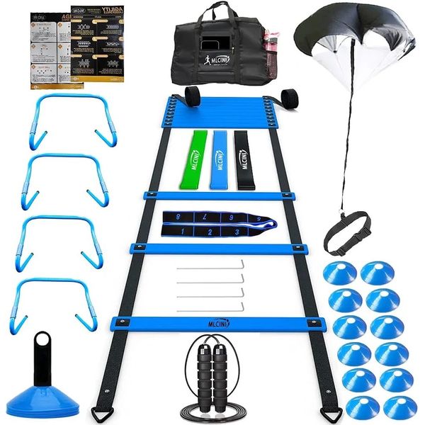 MLCINI Agility Training Equipment Set Resistance Parachute-Hurdles-Cones- More