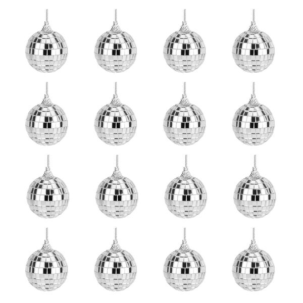 Mirror Disco Balls Set - Silver Disco Party Decoration Bright Reflective Mirror Christmas Balls Easy to Hang Suitable for Christmas, Wedding, Family Party Decoration (16)