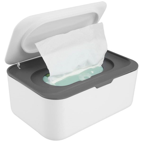 Wet Wipes Dispenser Box, Baby Wipes Dispenser Toilet Wipes Dispenser Box Dry Tissue Box Cover Holder Keep Wipes Fresh with Lid Seal Dustproof Tissue Storage Box Case(grey)