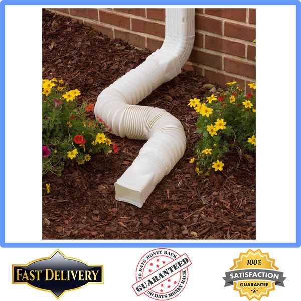 Flex Drain Downspout Extension Rain Pipe Spout Gutter Flexible Expandable 25-55"