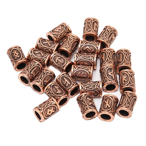 24 Pieces Dreadlock Beads Filigree Cuffs, Viking Rune Hair Beads Beard Vintage Hair Tube Beads for Hair Braiding Bracelet Pendant Necklace