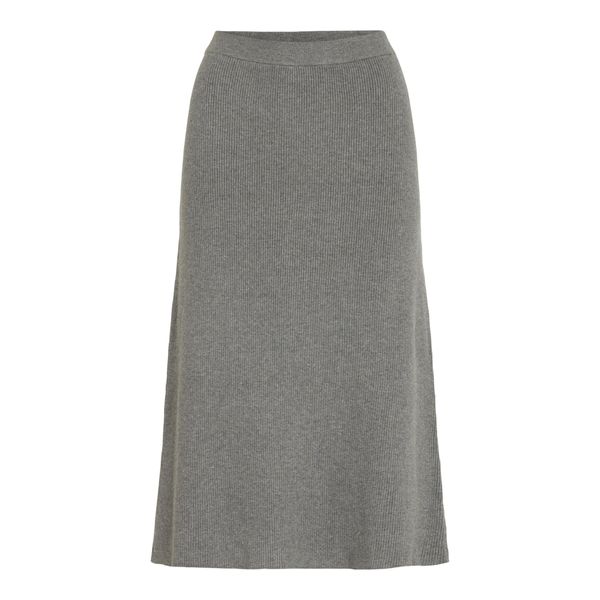 Vila Female Midi Skirt Knitted, Medium Grey Melange
