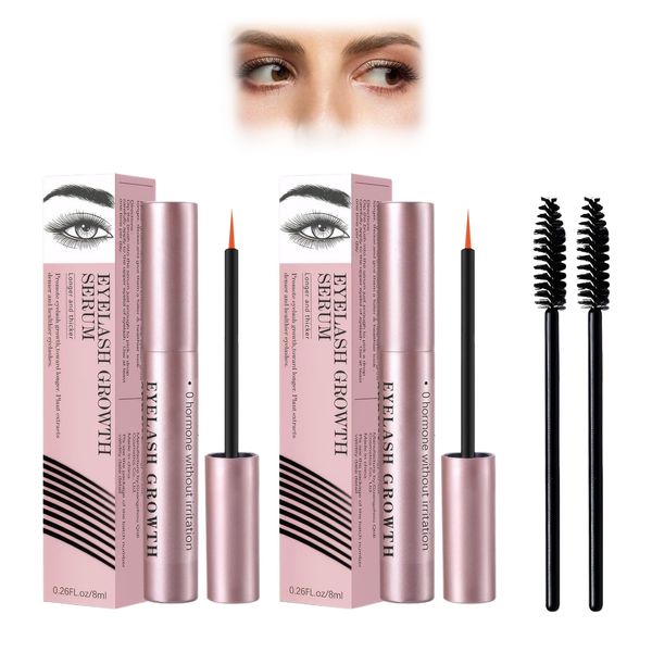 2 Pieces Eyelash Growth Serum, Lash Growth Serum, Eyelash Serum for Growth and Thickness, Eye Lash Serum Growth with 2 Eyelash Brushes, for Long Thickening Eyelashes