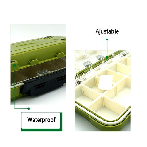 Tackle Box, RoadLoo Plastic Tackle Box Hook Fishingtackle Bait Box Tackle Box Hardbait 16 Compartments Waterproof Fishing Box Hardbait Box for Artificial Bait Box Wobbler Fishing Bait Box (Green)