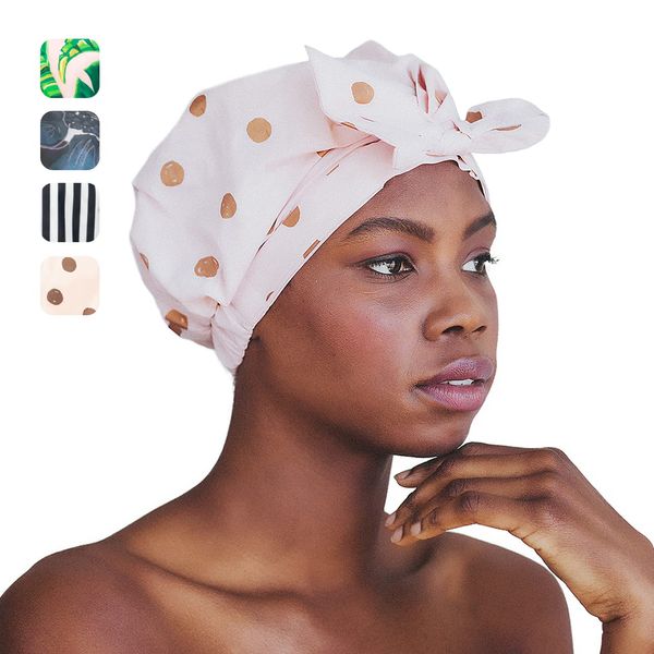 Kitsch Luxury Shower Cap for Women - Waterproof, Reusable Shower Cap (Blush Dot)