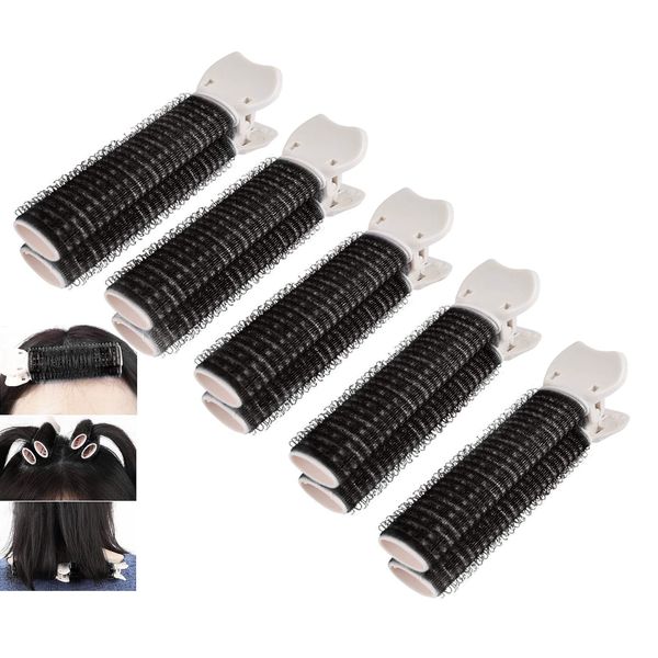 Bigodini per capelli da donna senza calore con fermagli set da 5 pezzi autoadesivi hair curler rollers Nero Ezppuu105