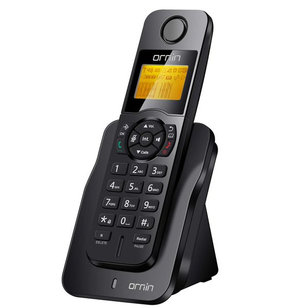 Ornin D1005 DECT6.0 Cordless Phone for Home, ECO Technology, 1.6'' LCD Backlit Display, Caller ID, Speakerphone, Full Duplex, Intercom(Single Pack, Black)