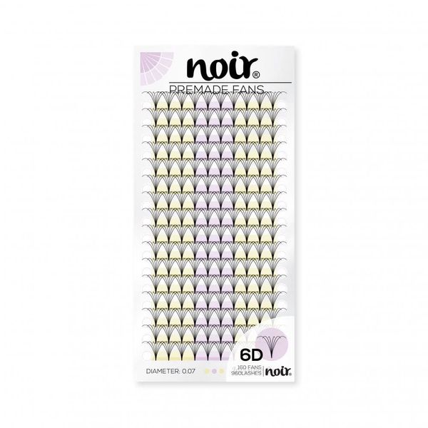 Noir Volume Lashes 6D Pre made Fan Lashes C D Curl 0.07 Premade Russian Volume Eyelash Extensions Mixed Tray (C 9mm)